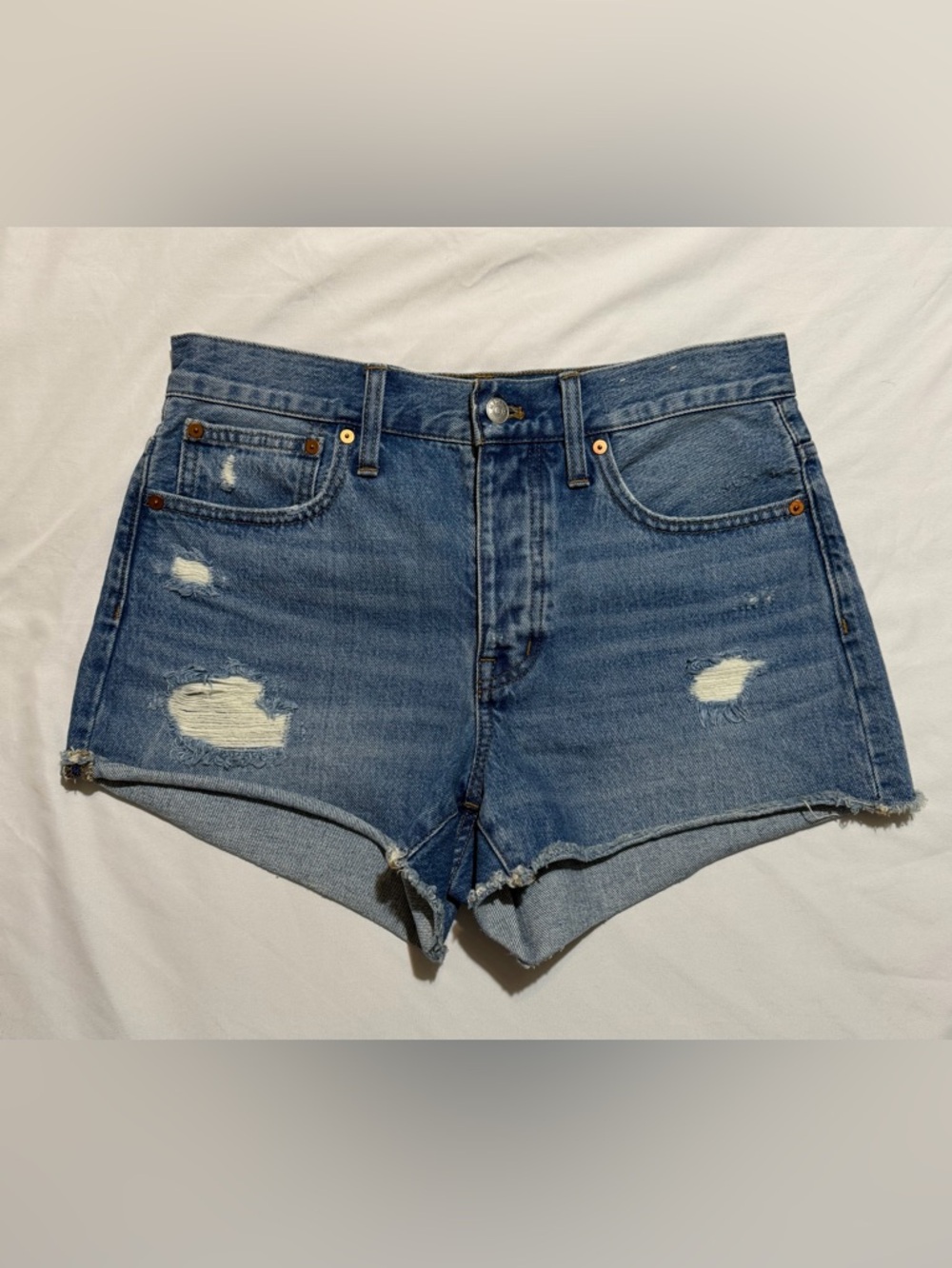 Madewell Distressed Denim Shorts - Medium Blue
